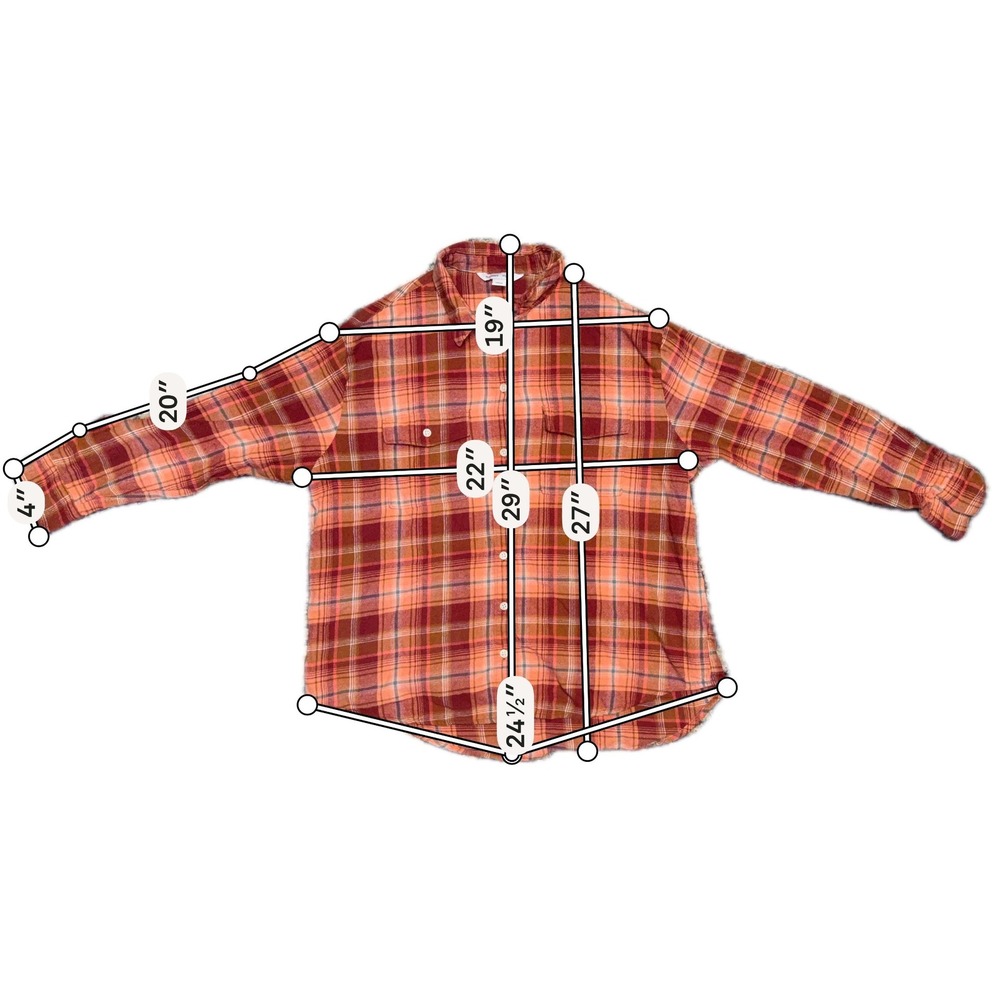 Old Navy Flannel Shirt Women Large Burgundy Orange Plaid Boyfriend Shirt - Picture 6 of 7